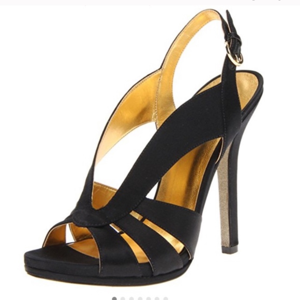 Nine West BLACK SATIN LOELA HEELS